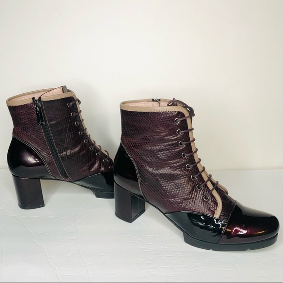 Fellini Sz 40EU/ 9.5-10US Women’s Boots Burgundy Leather Upper/Leather Lining - Picture 4 of 14